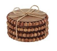 Mud Pie - Sottobicchieri in legno con perline, set da 4