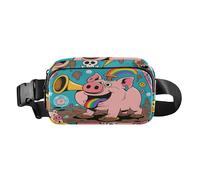 Mud Pig Weird - Marsupio alla moda per uomo e donna, mini borsa sportiva a tracolla con tracolla regolabile, per viaggi, vacanze, corsa