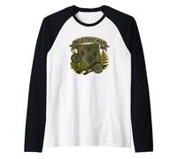 Mud Print Map Mappa di Tracce Animali sul Campo Maglia con Maniche Raglan