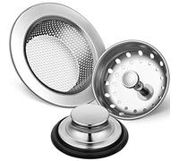 Mudder 3 filtri universali per lavello da cucina in acciaio inox, anti-intasamento, tappo a bordo largo, setaccio per scarico del lavello (argento)