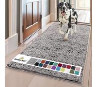 Muddy Mat® Zerbino super assorbente per interni, in ciniglia ad asciugatura rapida, antiscivolo, per ingresso, lavabile in lavatrice, grigio, 91,4 x 152,4 cm