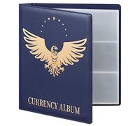 MUDOR Premium PU Banknote World Currency Collection Album, 90 Pockets Dollar Bill Holders for Collectors, Classic Paper Money Collecting Storage Book Album Binder Supplies (Blue)