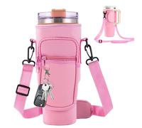 Mudoulu Borsa dell'acqua per Stanley Cup, 1,2 l, accessorio per Stanley, borsa per il trasporto con scomparto per cellulare e tracolla regolabile, per viaggi, escursioni, corsa, ciclismo, rosa chiaro
