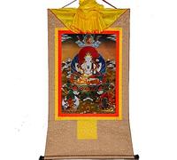 Mudra Crafts Chenrezig Thangka Appeso a parete Thangka Pittura - Broccato buddista tibetano Thangka (Colore: Oro, Taglia: S) (Colore: Blu, Taglia: M) (Colore: Blu, Taglia: M) (Color : Bruin, Size :