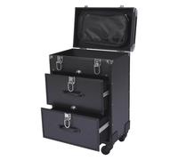 Mudshape Beauty case - Valigetta per trucchi, 3 strati, con cassetti e serrature, organizer per cosmetici, per viaggi, uso domestico, Nero , 36*23*58cm, moderno