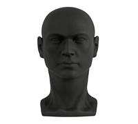 Mudshape Testa di testa in polistirolo da uomo, testa decorativa, manichino in PVC, maschio, per negozio, per parrucche, occhiali, cappelli da salone, nero