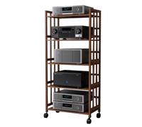 Mueble de audio HIFI de 3/4/5 niveles, estante de bambú para equipos de audio y vídeo con ruedas (marrón, 60 * 38 * 158 cm (5 niveles))