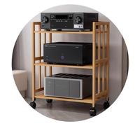 Mueble de audio HIFI de 3/4/5 niveles, estante de bambú para equipos de audio y vídeo, con ruedas, para componentes de audio y vídeo (color madera, 80 * 38 * 88 cm (3 niveles)).