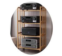 Mueble de audio HIFI de 3/4/5 niveles, estante de bambú para equipos de audio y vídeo, con ruedas, para componentes de audio y vídeo (color madera, 70 * 38 * 123 cm (4 niveles)).