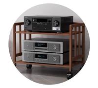 Mueble de audio HiFi: estante de bambú de 2 niveles para dispositivos de transmisión y componentes AV, ideal para almacenamiento de audio y video.