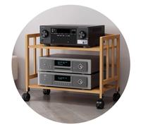 Mueble de audio HiFi: estante de bambú de 2 niveles para dispositivos de transmisión y componentes AV, ideal para almacenamiento de audio y video.