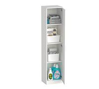 Muebles Pitarch | Armadio Multiuso 1 porta per pulizia, cucine, gallerie, 4 scomparti, 180x40x35 cm (altezza x larghezza x profondità) porta a sinistra o destra, Bianco, Collezione Tibet