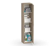 Muebles Pitarch | Armadio Multiuso 1 porta per pulizia, cucine, gallerie, 4 scomparti, 180x40x35 cm (altezza x larghezza x profondità) porta a sinistra o destra, Rovere Cambrian, Collezione Tibet