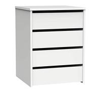 Muebles Pitarch | Cassettiera 4 Cassetti, Bianco Lucido, 63,5x46x45 cm (altezza x larghezza x profondità), Collezione Tibet