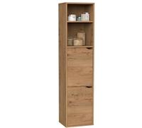 Muebles Pitarch | Colonna da bagno sospesa con fissaggi inclusi, armadietto da bagno con 4 ripiani, 2 porte, Rovere , 150x36,5x30cm, mobile ausiliario, Moderno, modello Nadia