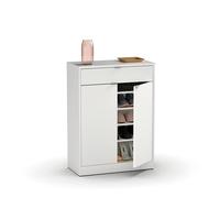 Muebles Pitarch | Ingresso Scarpiera Mobile ausiliario d’ingresso con cassetto e 4 ripiani regolabili, Bianco lucido, 20 paia di scarpe, 101x75x36cm, modello Berlin