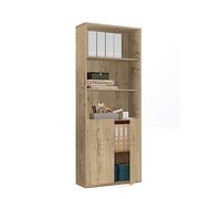 Muebles Pitarch | Libreria da ufficio o da lavoro con 2 porte e 4 ripiani, libreria da salotto, rovere Gold, 196,5x75,5x33cm (altezza x larghezza x profondità) basica, elegante e resistente