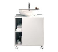 MUEBLES PITARCH | Mobile basso per lavabo, armadietto da bagno, larghezza 60cm, con ruote, 1 porta a sinistra o a destra, Bianco, modello Sintra
