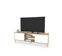 MUEBLES PITARCH Mobile TV con gambe 2 ante e mensola, mobile per TV industriale, rovere oro e bianco, 55 x 160 x 40 cm, modulo da soggiorno, moderno, modello Oslo