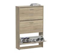 Muebles Pitarch | Scarpiera Ingresso Mobile ausiliario stretto 3 porte per ingresso Rovere Cambrian, 18 paia di scarpe, 82x74x25cm, Collezione Tibet