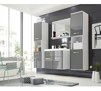 Muebles Slavic Mobile da bagno a parete con lavabo da 60 cm, con specchio bianco e grigio