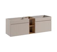 Muebles Slavic Mobile lavabo doppio 140 cm Iconic Cashmere, mobile lavabo sospeso, piano rovere, colore beige (solo mobile)