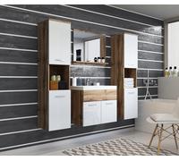 Muebles Slavic Wotan, set da appendere con lavandino, 60 cm, con paletti a specchio, bianco, bianco
