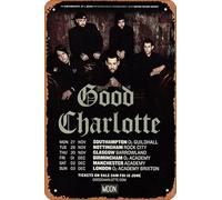 Muecddoa Poster musicale retrò in latta con scritta in lingua inglese "Good Charlotte Youth Authority 2017", stampa per film, casa, bar, pub, garage, decorazione da parete, 20 x 30 cm, targa in