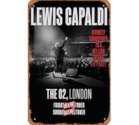 Muecddoa Poster musicale retrò in latta con scritta in lingua inglese "Lewis Capaldi Divinely Uninspired 2020 UK Tour: LONDON The 02", stampa per film, casa, bar, pub, garage, decorazione da parete