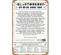 Muecddoa Poster musicale retrò in latta con stampa di GLASTONBURY FESTIVAL 1994, poster per casa, bar, pub, garage, decorazione da parete, 20 x 30 cm, targa in metallo vintage