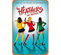 Muecddoa Poster musicale retrò in latta Heathers Musical Theatre Poster per film, casa, bar, pub, garage, decorazione da parete, idea regalo, arte 20,3 x 30,5 cm, targa in metallo vintage.