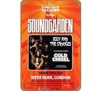 Muecddoa Poster musicale retrò Soundgarden London Hyde Park 2012, stampa per film, casa, bar, pub, garage, decorazione da parete, 20 x 30 cm, targa in metallo vintage
