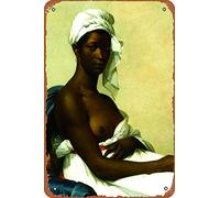 muecddoa Ritratto di una donna nera Realismo Pittura Opere d'arte Ritratto Donna Decorazione da parete Pittura a olio Poster francese Artista Fine Art Decorativa Targa in metallo Stanza Stuff