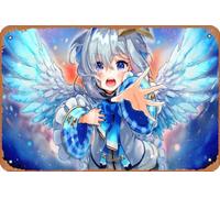 Muecddoa Targa in latta retrò Amane Kanata, Hololive, Wings, Angel, Virtual Youtuber, occhi blu, urlo, 20,3 x 30,5 cm