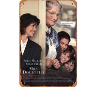 Muecddoa Targa in metallo con scritta "Mrs. Doubtfire (1993), decorazione artistica da parete in metallo, 20,3 x 30,5 cm