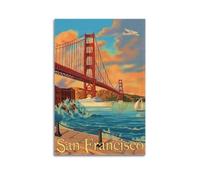 muegrbgs Poster decorativo da parete con San Francisco Golden Gate Bridge, decorazione artistica da parete per camera da letto, soggiorno, camera da letto, elegante poster estetico, 60 x 90 cm, senza