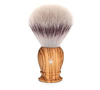 MÜHLE Classic Olive Wood - Pennello da barba in fibra argentata, per uomo, con schiuma ricca