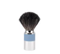 MÜHLE NEO - Pennello da barba vegano per saponi e creme da barba | Sostenibile, ecologico e riutilizzabile | Pennello da barba esfoliante | Cromo con manico in silicone blu