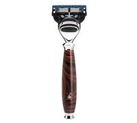 MÜHLE Rasoio a 5 lame compatibile con Gillette Fusion, manico in ebanite/metallo, cromato