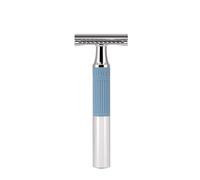 MÜHLE Rasoio di sicurezza NEO, rasoio di sicurezza a doppio bordo per principianti ed esperti, sostenibile, ecologico e riutilizzabile, per uomini e donne, cromato con impugnatura in silicone blu