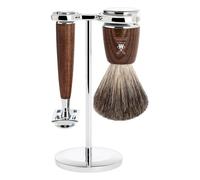 Set da barba Mühle Pennello da barba in tasso grigio, rasoio classico Rytmo