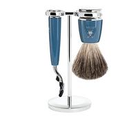 MÜHLE RYTMO - Set di rasoi a 3 lame, 3 pezzi, con setole di tasso puro, moderno e lussuoso, perfetto per l'uso quotidiano, qualità da barbiere