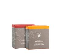 MÜHLE Sapone da barba Duo - Sapone da barba per tutti i tipi di pelle, delicato, fruttato, vegano, 2 x 65 g, olivello spinoso e legno di sandalo