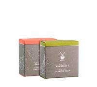 MÜHLE Sapone da barba, per tutti i tipi di pelle, delicato, fruttato, vegano, 2 x 65 g, aloe vera e menta di pompelmo