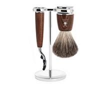 Mühle - Set di rasatura con pennello da barba, supporto e rasoio Mach3 serie Rytmo