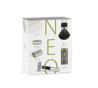 MÜHLE Set regalo NEO: rasoio di sicurezza e pennello da barba | set regalo da barba con bastone da barba, protezione lama, lama di rasoio 10 pezzi e asciugamano da barba in cotone