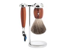 Mühle Vivo Plumwood 3-piece Puro Pennello Tasso & Fusion Rasoio Set da Barba - S81h331f