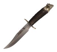 MUELA lama da 160mm, manico in corno di cervo, guardia in ottone e pomello a testa di bufalo BUFFALO