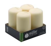 Müller Candele a Colonna Cilindriche, Set di 4 Candele, dim. 48 x 90 mm, Colore Avorio, Lunga Durata di 16 Ore, Cera Antigoccia, Inodore, Qualità RAL