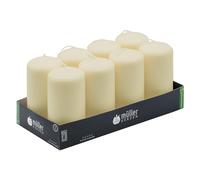 Müller Candele a Colonna Cilindriche, Set di 8 Candele Colore Avorio, dim. 120 x 57 mm, Lunga Durata di 32 Ore, Cera Antigoccia, Inodore, Qualità RAL